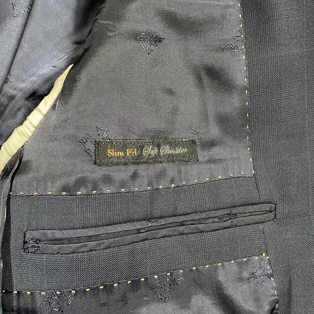 Jos A Bank Suit Jacket Mens 37 Navy Blue Wool Reserve Reda Slim Fit Academia - Picture 5 of 10